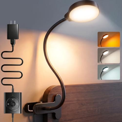 Glocusent 5W Clip on Light, 3 Colors & 5 Brightness Reading Light for Bed — image 1