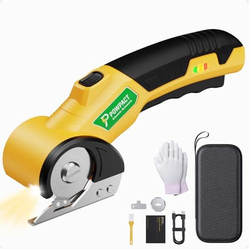 Powpact® High Speed Cardboard Cutter, Cordless Electric Scissors for Cardboard Fabric Carpet, Automatic Electric Box Cutter with Safety Lock - Rechargeable Battery, Heavy Duty Power, Rotary Cutting — image 1