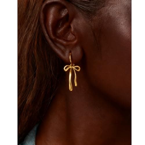 Bow Earrings for Women,14k Gold Plated and Hypoallergenic and Lightweight,Mothers Day Gifts for Mom Daughter view 2