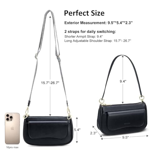 Peacocktion Small Shoulder Bag for Women Trendy Vegan Leather Crossbody Purses Handbags view 5