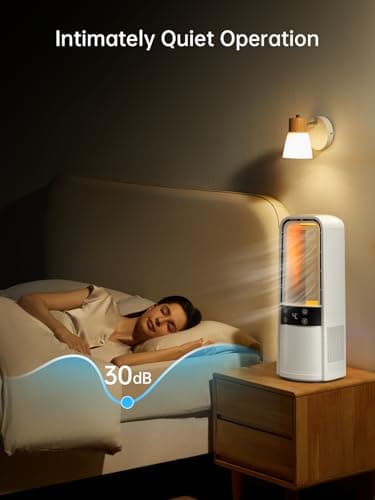 Desk Fan Bladeless, 120° Oscillating Fan Rechargeable, Quiet Fan with Night Light, Smart LED Touch Control, 4 Speed & 9H Timer, Small Table Fan, Auto Display Off, Ideal for Home, Office, Study Room view 6