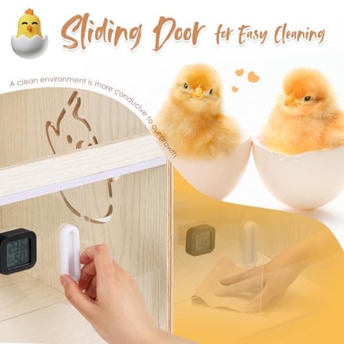 NEWTRY Chicken Brooder Box 32” Intelligent Sliding-Door Chick Brooder with 3 Heating Lamp, 1 Temp Controller, 2 Types of Thermometer Brooder Box up to 35 chicks Quail Birds view 5