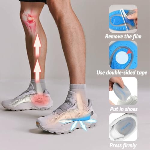 YISYFOOT Heel Cups for Heel Pain Relief, Gel Heel Pads for Shock-Absorbing, Shoes Inserts for Achilles Tendonitis, Bone Spurs, Women & Men Comfort (Blue, Small) view 2