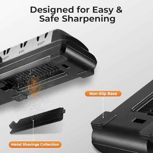 Kitchen Professional Electric Knife Sharpener: 3-Stage 100% Diamond Abrasives Knife Sharpeners with 15° Precision Angle Electric Steel Sharpening Tool to Restore/Polish Chef Knives view 7