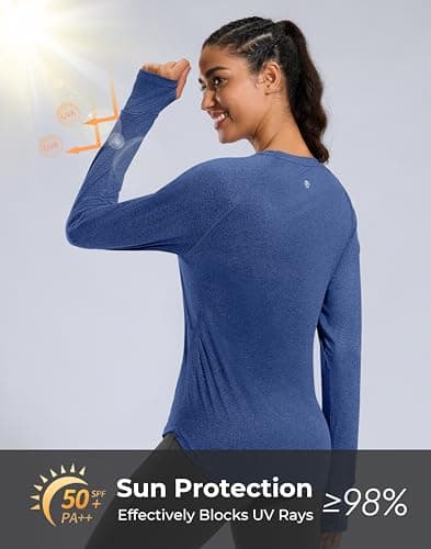 G Gradual Long Sleeve Workout Tops for Women Quick Dry Lightweight Running Athletic Shirts with Zip Pocket Moisture Wicking view 3