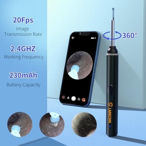 LMECHN Ear Wax Removal, Earwax Remover 1920P Otoscope, Built-in WiFi, IP67 Waterproof and 8 Ear Tips, Earwax Removal Tools Camera for iOS & Android Suitable for Beginners, Type-C Charging. view 4
