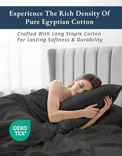 100% Egyptian Cotton Bed Sheets King Size – Silky Sateen Weave for Warm Winter Comfort, 15" Deep Pocket King Sheets, Naturally Breathable, Ultra-Soft Durable Hotel-Quality Luxury Bedding - Black view 4