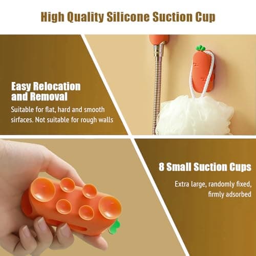 4 Pack Vacuum Suction Cup Shower Head Holders, Silicone Strong Suction & Waterproof Showerhead Holder, Bathroom Handheld Shower Holder, Removable Wall Mounted Suction Bracket view 6