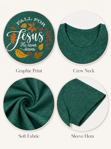 Fall Graphic Shirts for Women Faith Christian T-Shirt Vintage Autumn Thanksgiving Tops Retro Crew Neck Casual Tee view 6