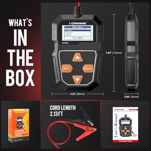 KONNWEI KW208 12V Car Battery Tester, Battery Load Tester Automotive 12V Alternator Starter Tester Digital Auto Battery Analyzer Charging Cranking System Tester for Car Truck Marine Motorcycle Boat view 6