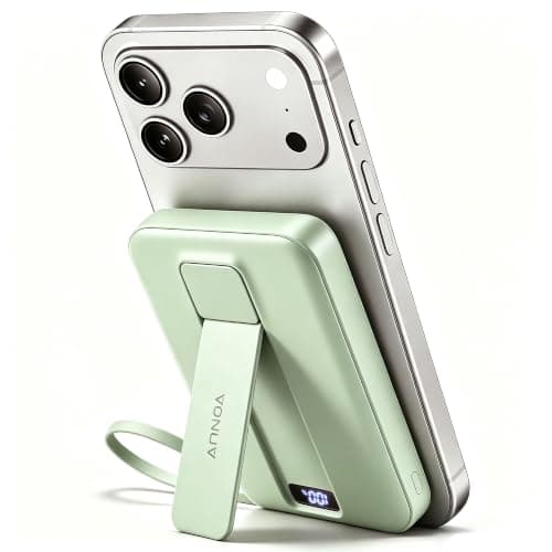 Magnetic Power Bank 10000mAh, Fast Charger with Built-in USB-C Cable(Green) — image 1