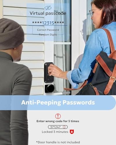 BE-TECH Keyless Entry Door Lock with Keypad - Smart Digital Deadbolt for Front Door with 2 Keys, Electronic Door Lock with Anti-Peeping Code, Auto-Locking, One-time Password for Customer, Black view 2
