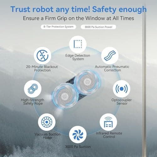 Automatic Window Cleaning Robot, Window Cleaner Robot Auto Dual Spray, 2026 Model Robot Limpia Vidrios AI Path Planning, 3000Pa Suction, Remote Control, Edge Detection for Streak-Free Glass - BSD16 view 3