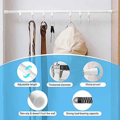 Upgrade Tension Rod, OEH Tension Rods, No Drilling Rustproof Tension curtain rod, Spring Adjustable Tension Rods for Window, Bathroom, Closet, Kitchen, Doorway, 0.9" Diameter (28"to 48"-2PCS) view 4