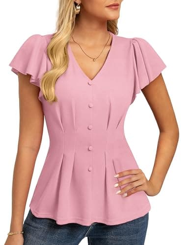 GRACE KARIN Summer Blouses for Women Dressy Casual, 2026 Ruffle Sleeve Peplum Tops, Business Work Shirt Fashion Clothing — image 1