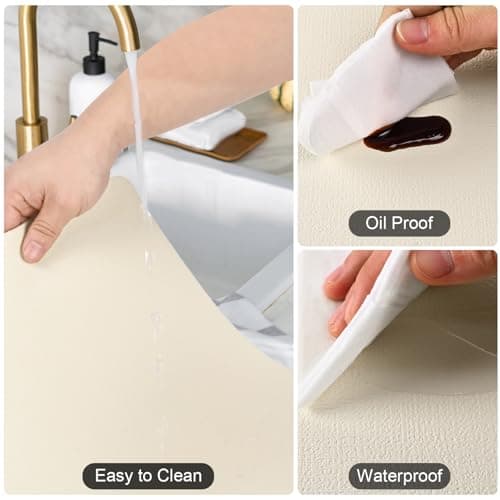 Boobezeen Faux Leather Placemats Set of 6, Heat Resistant Wipeable Washable Vinyl Place Mats, Waterproof Anti-Slip Dining Table Mats, Suitable for Indoor & Outdoor Use (Ivory White) view 5