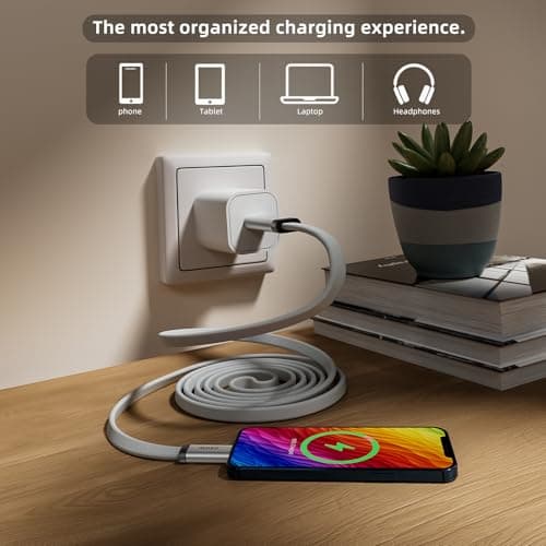 KEDESO 240W Magnetic USB C to USB C Cable [Built-in Magnet Tidy] 3.3ft Flat Braided Type C Fast Charging Cord for Car CarPlay, Android Auto, Compatible with iPhone 16 17 Pro Max, iPad, MacBook, S25 view 5
