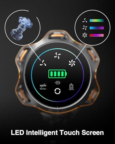 Cordless Vacuum Cleaner, 650W/55KPa 70Mins Vacuum Cleaners for Home, Self-Standing Stick Vacuum with Anti-Tangle Brush & OLED Touch Screen, Vacuum Cleaner for Hardwood Floors,Carpet,Pet Hair,Car (Red) view 5