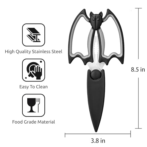 OMDAR Kitchen Scissors All Purpose 2 Pack - Halloween Goth Cute Kitchen Shears - Heavy Duty Stainless Steel Cooking Shears for Cutting Meat, Food, Poultry - Featuring a Magnetic Protective Sheath view 3