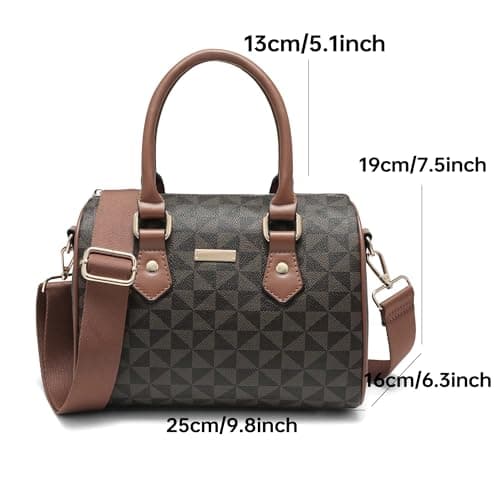 Goinsound Top Handle Bags for Women - Leather Boston Bags & Crossbody Handbag with Detachable Long Strap view 3