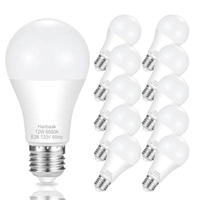 Hanbaak E26 LED Bulb, 100W Equivalent Light Bulb, 12W Medium Base Bulb, Non-Dimmable, Daylight White 6500K, 1200lumen, 10Packs