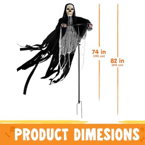 JOYIN Halloween Grim Reaper Decorations Outdoor Rotatable Flying Scream Scarecrow Skeleton Ghosts Decor for Graveyard Haunted House Props, Garden, Porch, Yard Lawn view 3