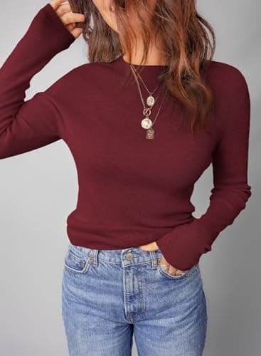 Dokotoo Fall Sweaters for Women 2026 Casual Lightweight Long Sleeve Crew Neck Solid Basic Slim Fit Sweater Tops view 4