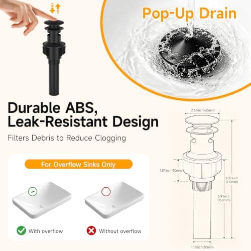 Bathroom Faucet, Matte Black Bathroom Faucet 3-or-1 Hole, Single Handle Brushed Bathroom Sink Faucet, Stainless Steel, Lead-Free, Pop Up Drain, Deck Plate, Supply Lines, Easy Install for RV&Outdoor view 4