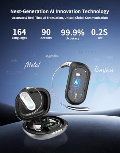 Xvoyias AI Translation Earbuds Real Time,164 Language Translator Earbuds,Audifonos Traductores Inglés Español,5-in-1 Translation Headphones with 7 Translation Modes/96H Language Translator Device view 2