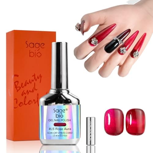 SAGEBIO Cat Eye Gel Nail Polish, 15ml Magnetic Gel, High-Gloss 3D Effect with Magnet Stick, Long-Lasting, Easy Application for DIY Manicures, 03 view 1