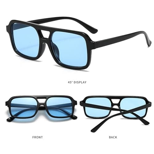 Kursan Retro Square Aviator Sunglasses for Women Men Vintage Trendy Rectangle 70s Sun Glasses view 3