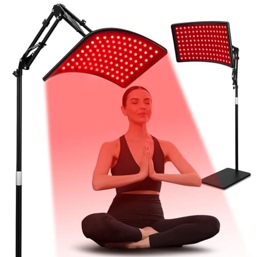 Red Light Therapy Lamp for Body, Infrared Light Therapy Lamps with Stand 660nm Red Light &850nm Near Infrared Light Therapy Lamp Device for Body at Home with Eyes Protection Goggles（Brown Black）
