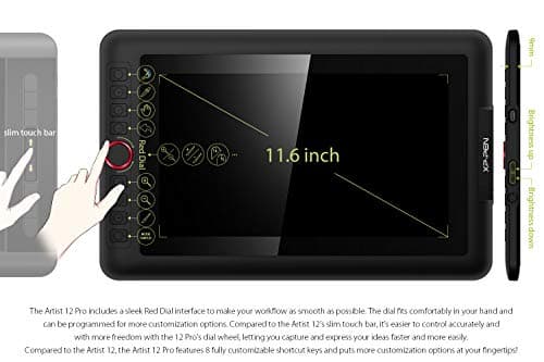 XPPen Artist12 Pro 11.6" Drawing Tablet with Screen Pen Display Full-Laminated Graphics Tablet with Tilt Function Battery-Free Stylus and 8 Shortcut Keys(8192 Levels Pen Pressure and 72% NTSC) view 2