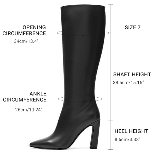 DREAMCIA Knee High Boots Women Chunky Block Heel Square Toe Leather Boots Fashion Tall Dress Boots Long Fall Boot view 5