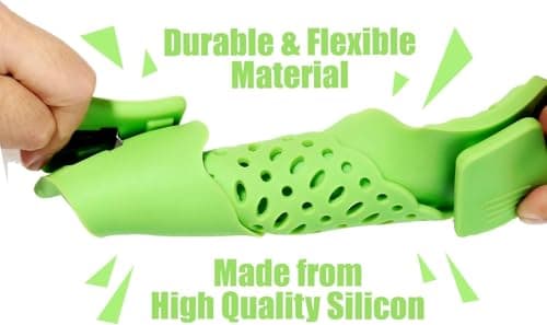Clip On Strainer Silicone for All Pots and Pans, Pasta Strainer Clip on Food Strainer for Meat Vegetables Fruit Silicone Kitchen Colander (Green) view 4