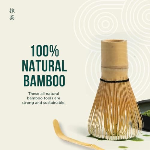 Jade Leaf Matcha - Traditional Bamboo Whisk (Chasen) + Scoop (Chashaku) - Replacement Tea Set For Frequent Green Tea Powder Preparation - Great Gift for Matcha Lovers view 2