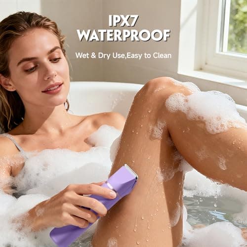 Bikini Trimmer for Women, Tiovara Electric Razor for Private Area, Painless Pubic Hair Trimmer with Charging Dock, IPX7 Waterproof Wet & Dry Lady Shaver for Leg Underarm Arm Body, Gift for Her view 6