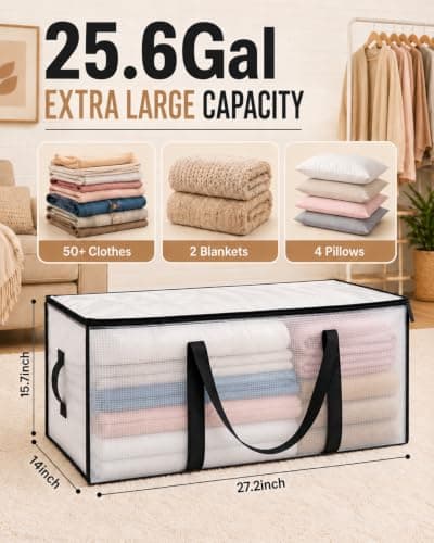 Moving Bags, 200lbs Heavy Duty Storage Bags Strong Handles & Zipper, 6-Pack | New Open L Design, Waterproof Foldable Portable Storage Totes for College Dorm, Moving Boxes Alternative & Home Organization view 2