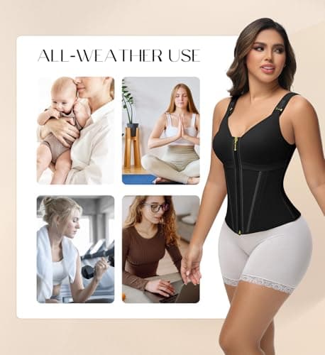 SHAPSHE Waist Trainer Corset for Women Tummy Control Sport Workout Body Shaper Vest for Women Postpartum Gym Zipper and Hooks view 6