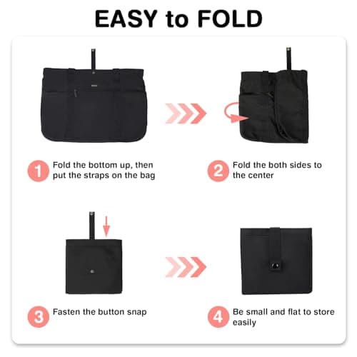 Voova Tote Bag for Women, Large Capacity Tote Bag with Zipper, Foldable Shoulder Bag Handbag for Work,Travel,Shopping,Beach view 4