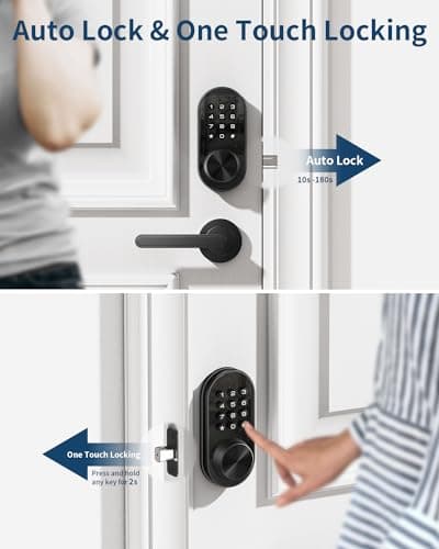 TEEHO TE341 Smart Keyless Entry Door Lock with App Control, Digital Keypad Bluetooth Electronic Deadbolt with Auto Lock, Easy Installation - Black view 5