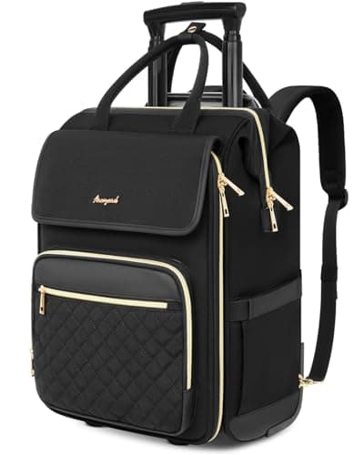 Arcoyard Rolling Backpack for Women, Travel Rolling Laptop Backpack with Wheels, Vertical & Horizontal Storage 2 In 1, Flip-Top Design, Water-Resistant Overnight College Underseat Carry on Luggage