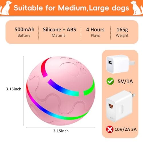 SUJF Smart Interactive Dog Ball, Interactive Dog Toys with Remote Control, Automatic Moving Pet Ball for Medium and Large Dogs, TPU Material, Rechargeable Vibrating Bouncing Pet Toy view 7
