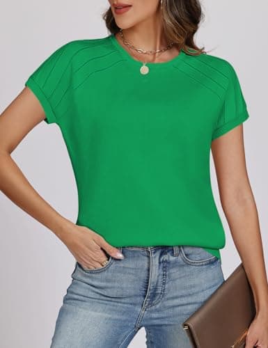 CiCiBird Short Sleeve Sweater for Women Crew Neck Summer Tops Beach Vacation Pullover Business Casual Outfits view 3