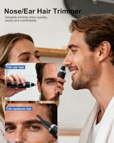 Nose Hair Trimmer for Men and Women,2026 Professional Painless IPX7 Waterproof Eyebrow & Facial Hair Trimmer,USB Rechargeable with LED Display Dual-Edge Blades for Smoother Cutting,BlackSilver view 2