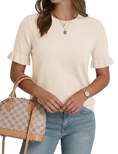 LaGracia Women's Short Sleeve Sweater Crewneck Summer Sweater Business Casual Tops Trendy 2026 view 2