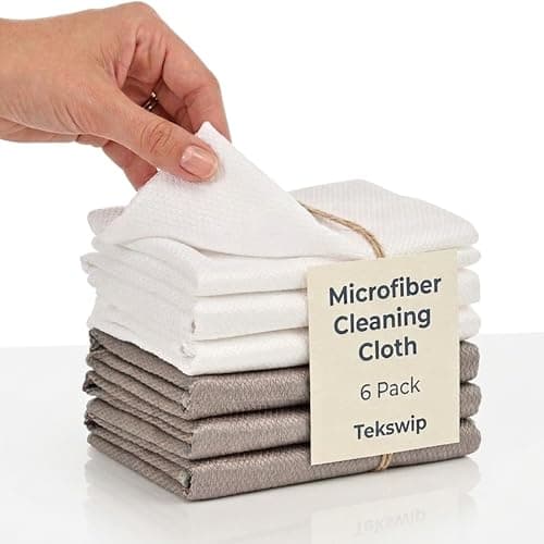 Tekswip Microfiber Glass Cleaning Cloth 6 Pack - 15.5x15.5 Inch Lint Free Streak Free Polishing Cloth for Windows and Mirrors, Fish Scale Nano Cleaning Cloth for Car Window Detailing — image 1