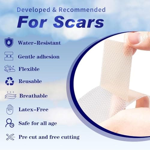 Safirst Silicone Scar Sheets 1.6"x59" Roll-1.5M Scars Removal Treatment Medical Grade Silicone Scar Tape for Skin Resuable Strip for Tummy Tuck,Incision,Keloid,C-Section,Burn,Acne Scars view 4