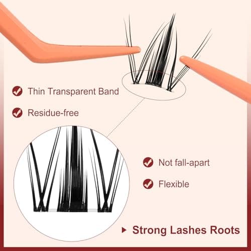 Higu clace Fairy-Lash-Clusters,144Pcs Manga Lash Clusters DIY Cluster Eyelash Extensions 10-18 mm, D Curl Lash Extension Natural Look Reusable Clear Thin Band Mix Spikes Manga Lashes(Fairy-DH-144Pcs) view 4