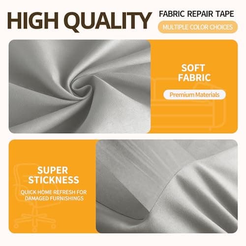 Sgooyir Fabric Repair Tape, Self-Adhesive Couch Patch Repair Fabric Patches for Furniture, Couch Repairing Kit Tape for Upholstery, Carpets, Chairs, Sofas, Pillows Suede 4x79 Inch Khaki Grey view 3